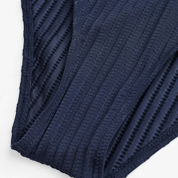 NWT! Navy Ribbed & Ruched Cupshe One Piece Slimming Swimsuit Large - Picture 7 of 15